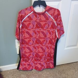Geometric Red and Pink Cycling Jersey